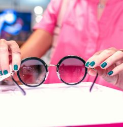 black framed sunglasses close-up photography